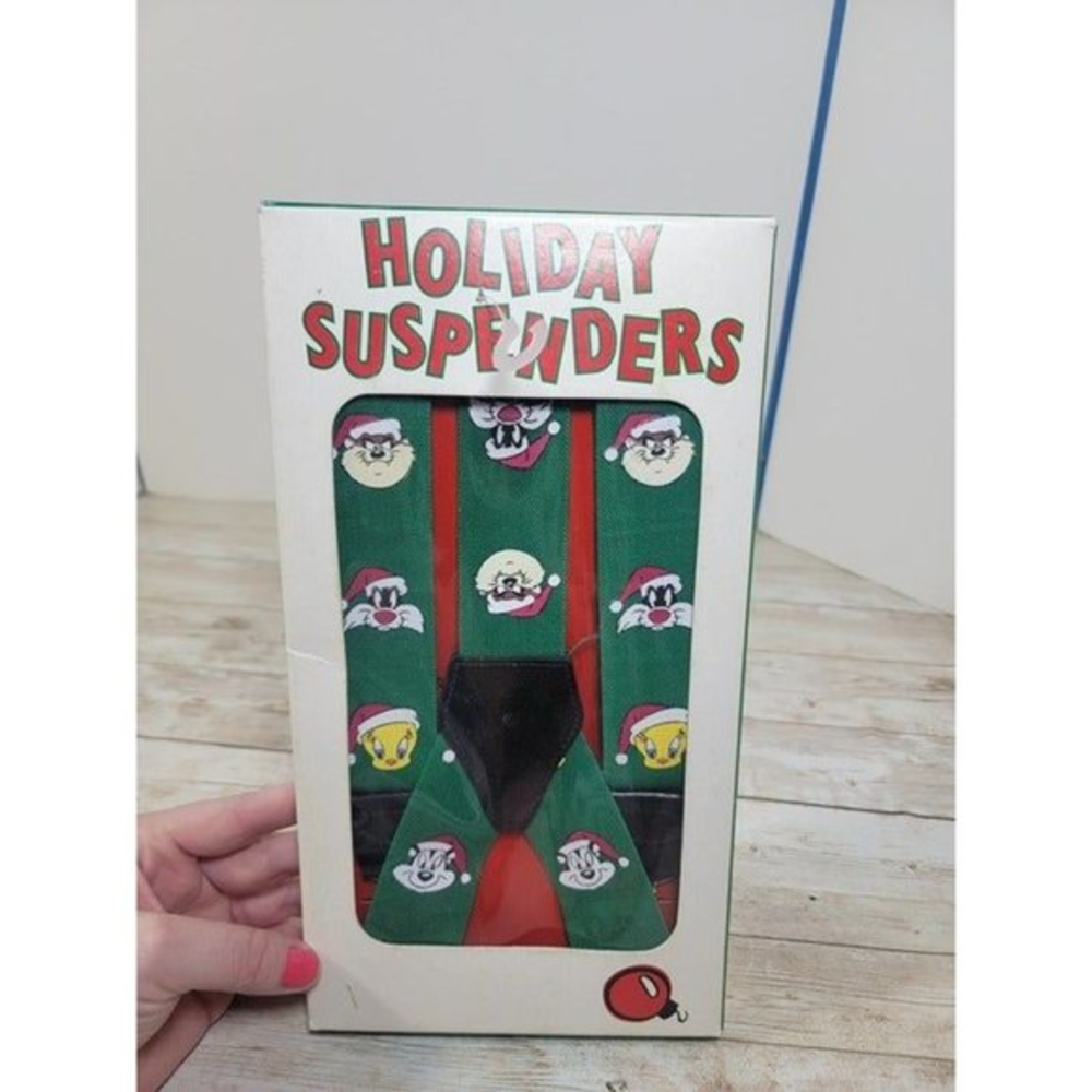Warner Bros 1995 Holiday Suspenders Taz, Tweety, Sylvester, Pe Pe Le Pew NEW